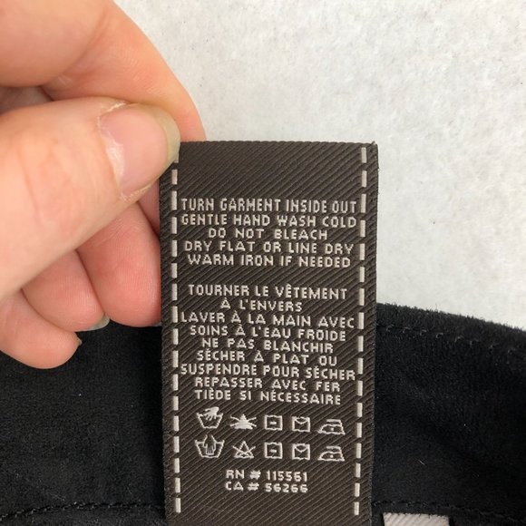 7 For All Mankind Women's Size 26 Black Mixed Media Faux Suede Zip Skinny Pants - Picture 12 of 13